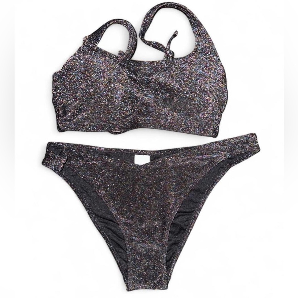 Xhilaration Black Sparkle Two-Piece Bikini